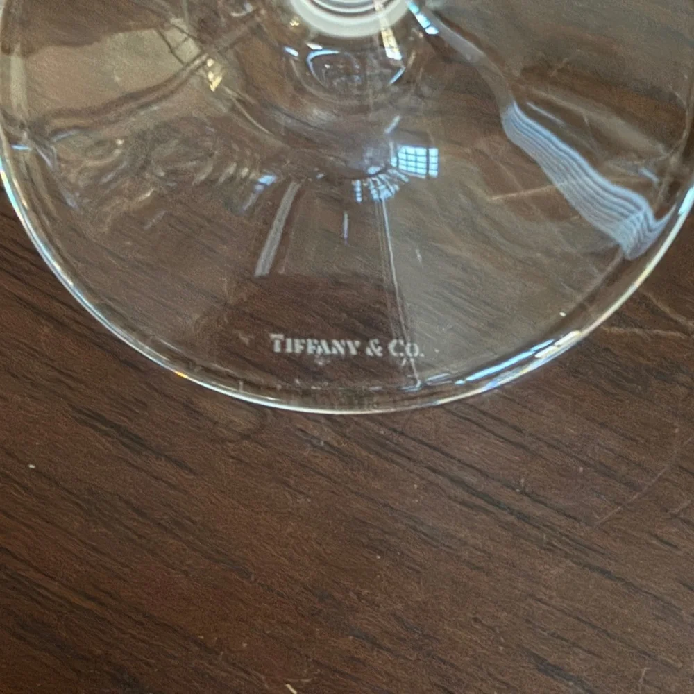 2 Tiffany & Co. Plaid Wine Glasses, 9 3/8”